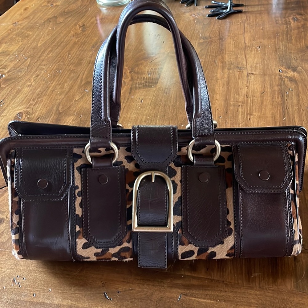 Vintage CELINE Ella Leopard Pony Hair Frame Bag